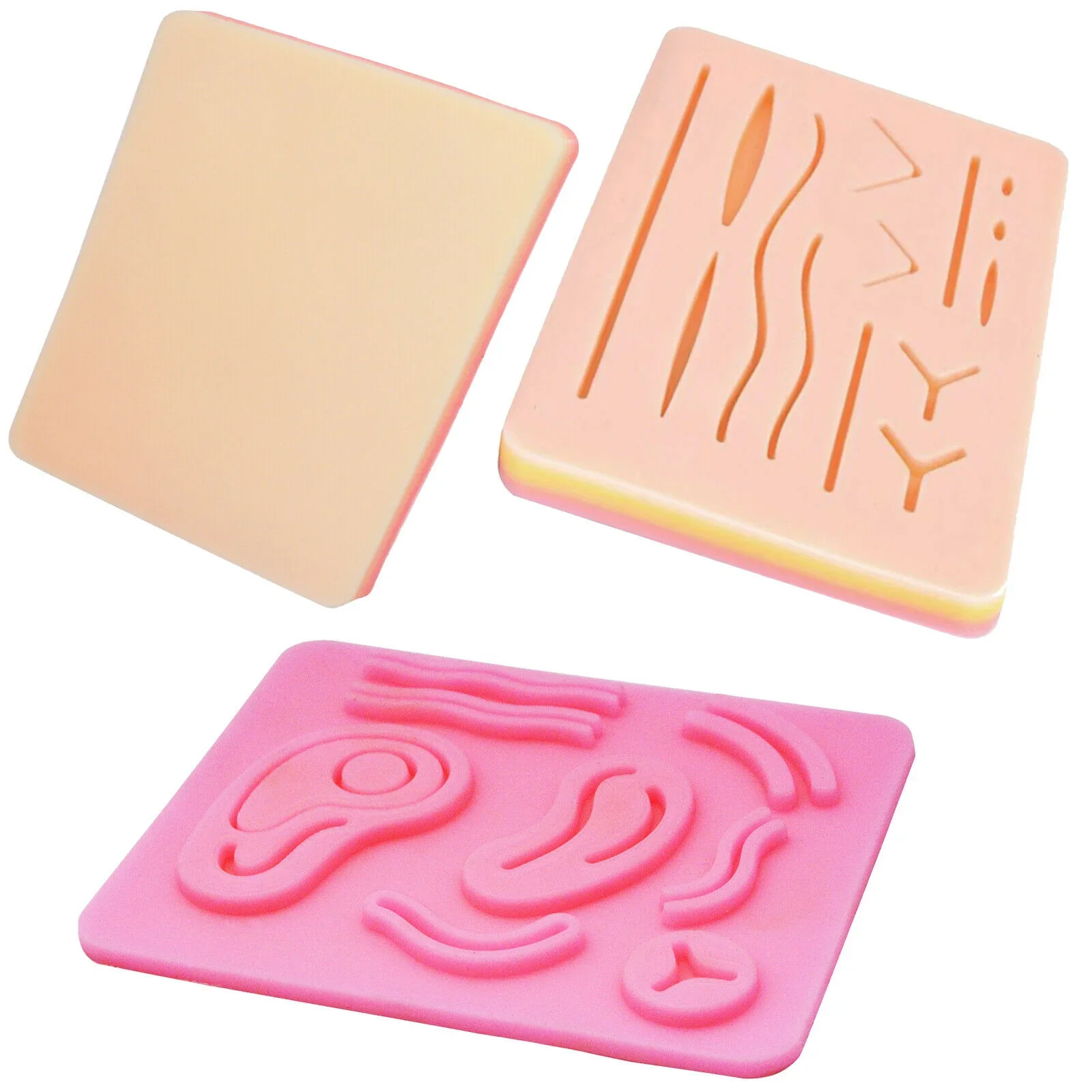 Suture Practice Medical Silicone 3 Layer Suturing Pad Human Skin Model Training Suture Pad for Vet and Nursery Training