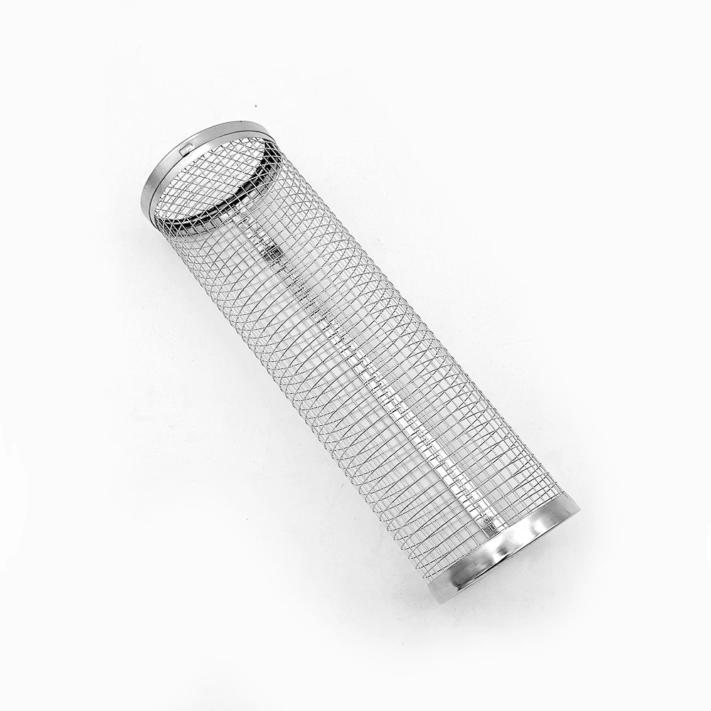 Popular Stainless Steel Wire Mesh Rolling Grill Basket Outdoor Camping Barbecue Cylinder Wire Mesh Cage BBQ Net Tube