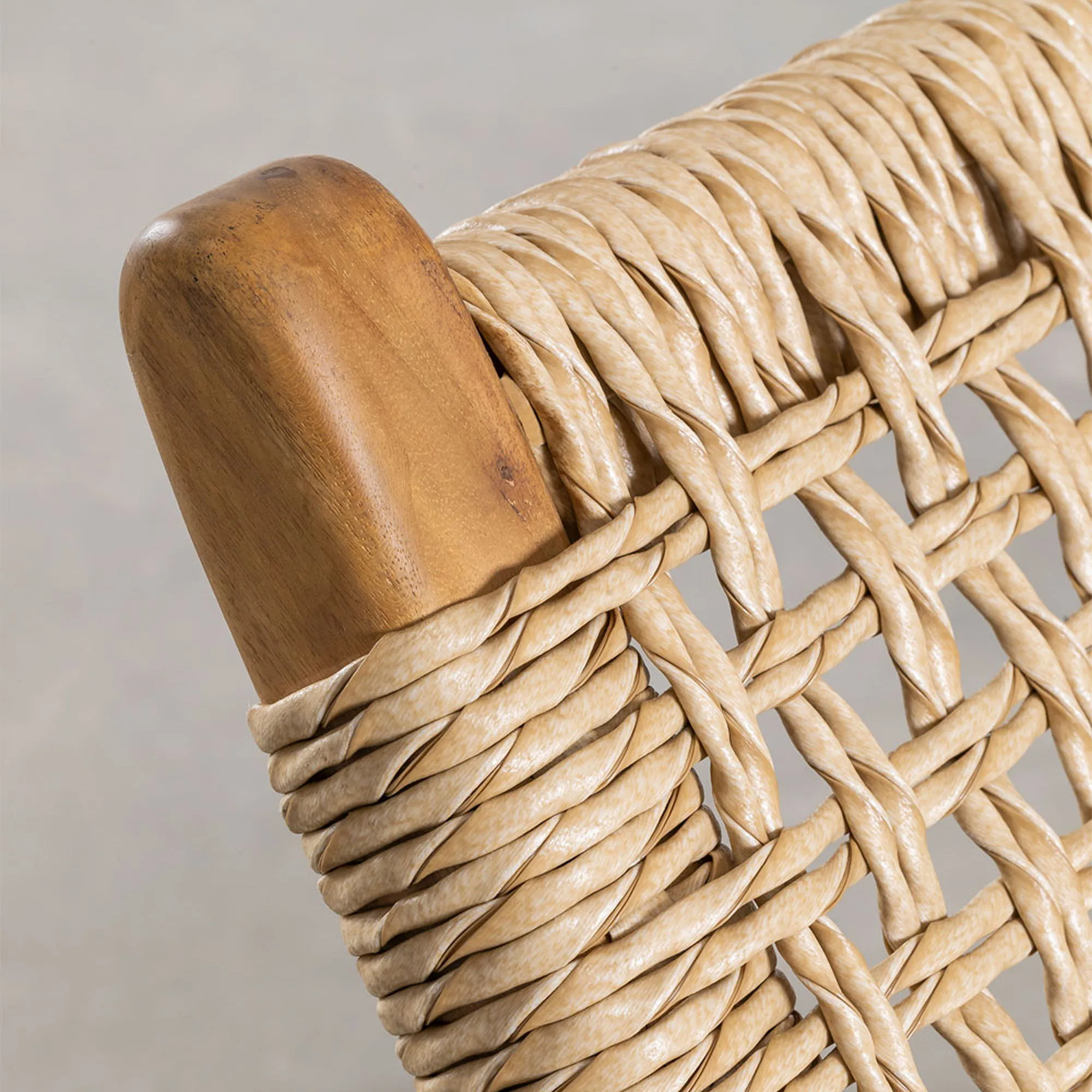 Modern Rattan Lounge Chair Teak Wood Pool Sunbed Outdoor Daybed Rattan Garden Sun Lounger - Brenna