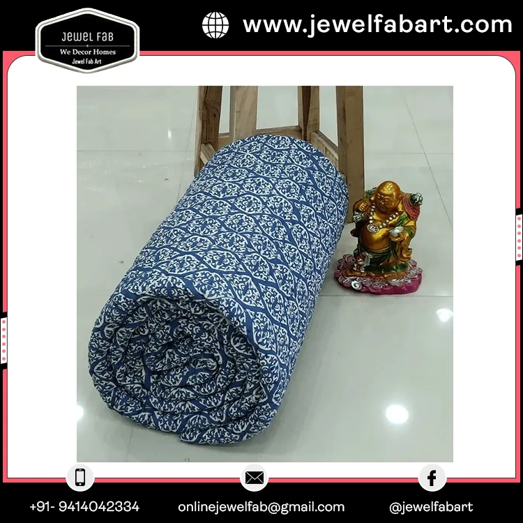 100% Cotton Vintage Kantha Quilt Cotton Handmade Quilt Indian Kantha Patchwork Bed Quilt Printed  Handmade