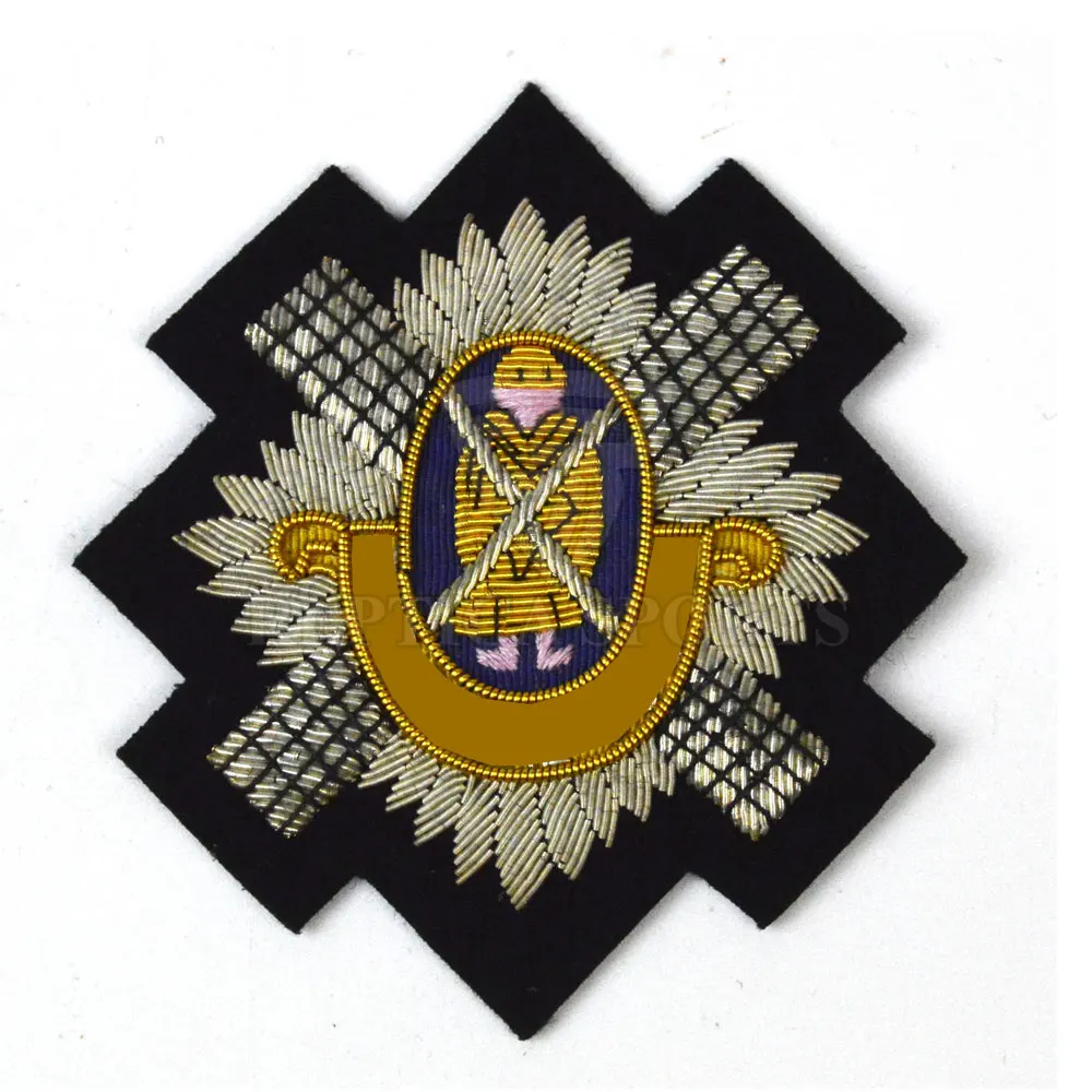 Hand Embroidered Blazer Badge Crest With Gold Bullion Wire Patches OEM Polo Club Blazer Badges