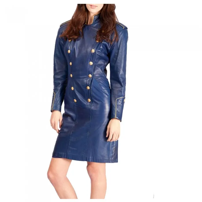 New Arrival Sexy Women Pure Leather Coat Ladies Soft, Leather Full Length Trench Coat
