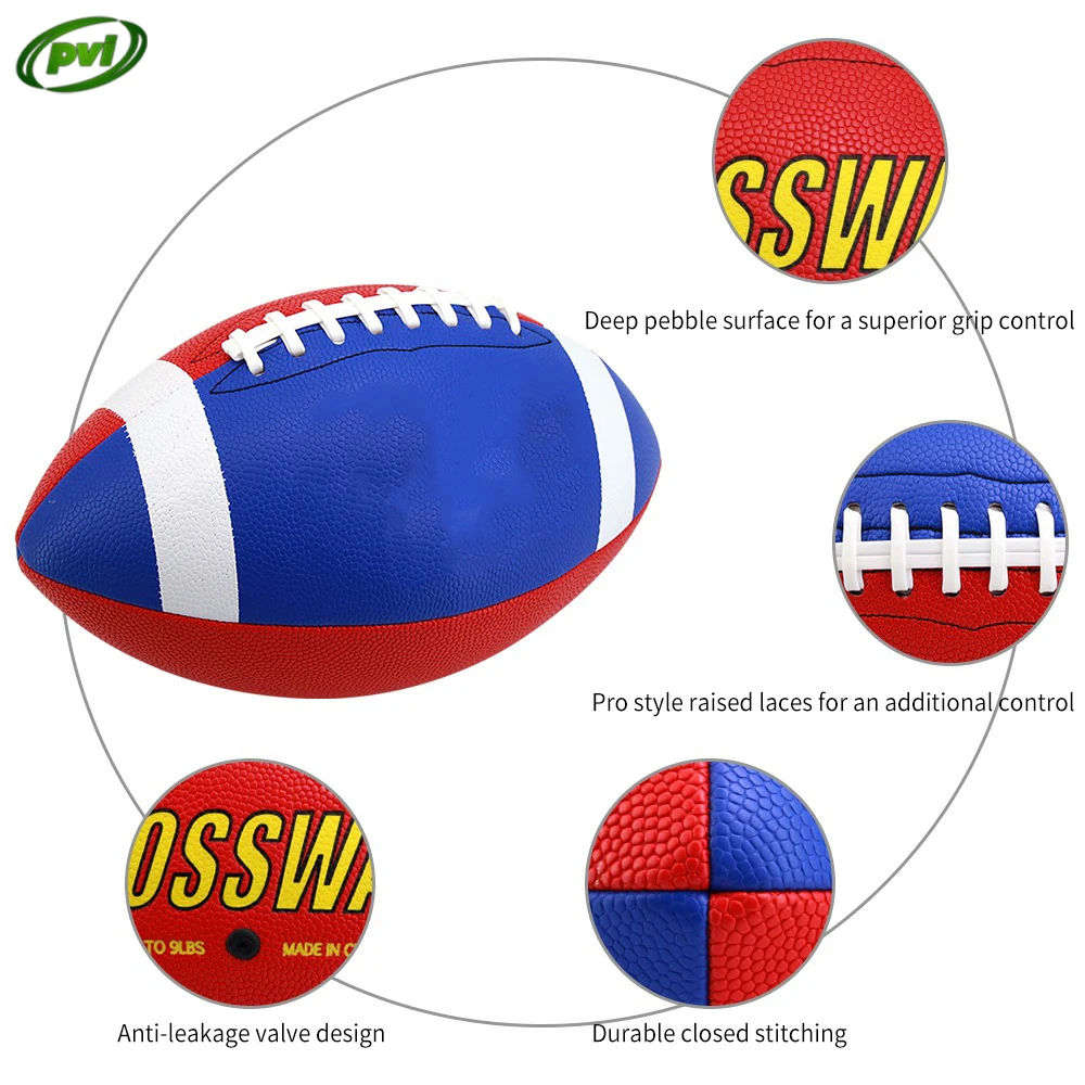 Machine Stitched PU Leather American Football Ball Size 9 Rugby Ball