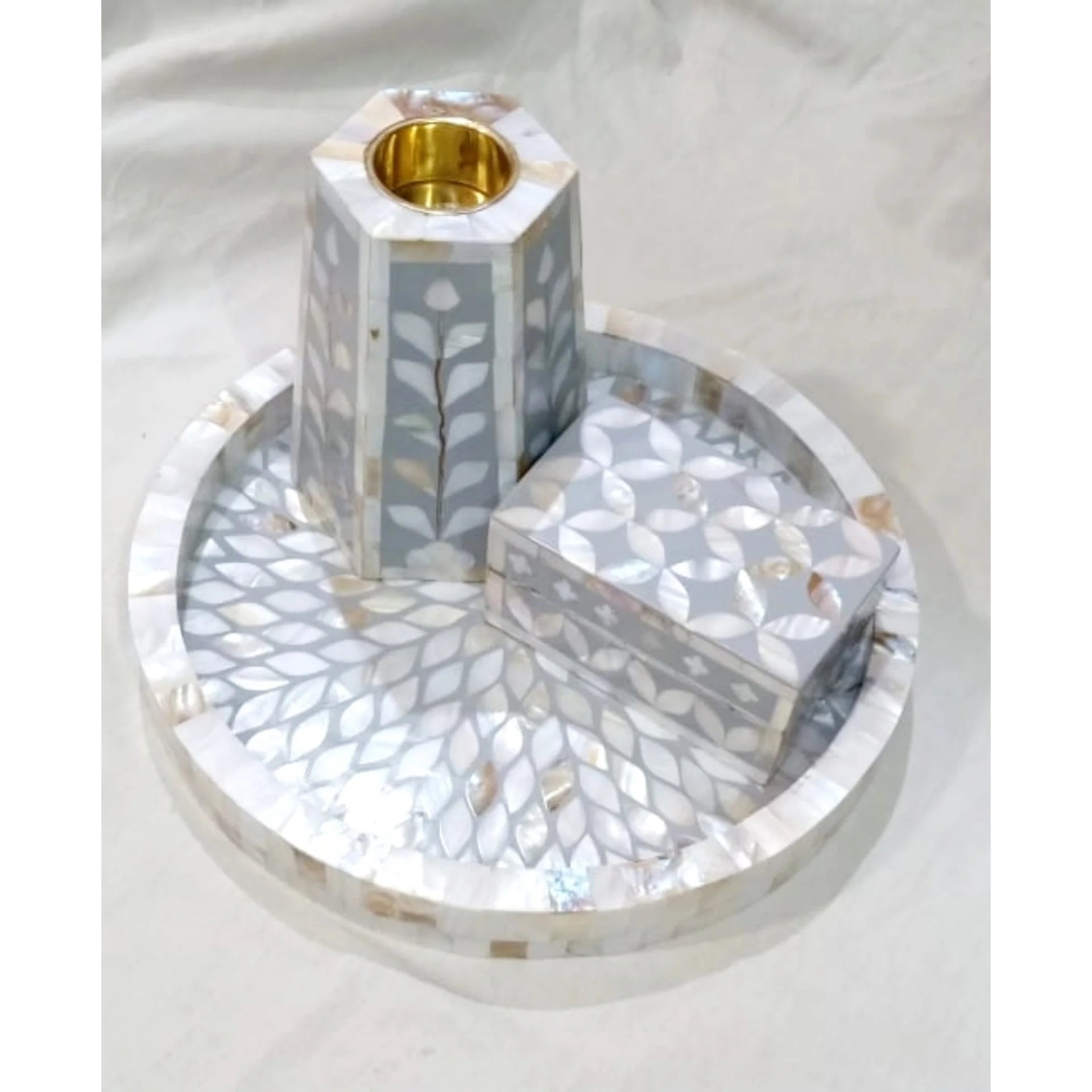 Luxury Acacia walnut wood with Mother of Pearl Inlay Handmade Ramadan Breakfast Food Fruit coffee tea Serving Tray with MOP