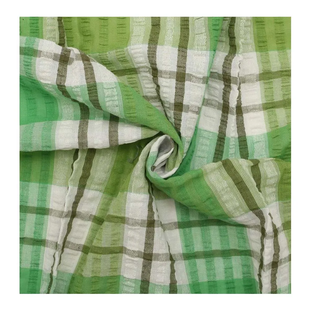 Wholesale Plain Striped Seersucker Gingham Dress Fabric Royal Super Soft Quick Dry Customized Fabric Sustainable 100% Cotton