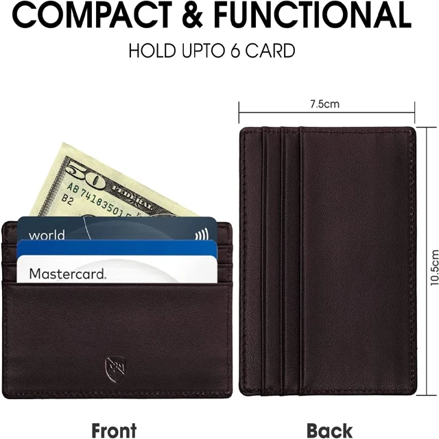 Leather Card Holder Slim Wallet, RFID Blocking Minimalist Wallet Credit Card Holder Men Women Fashion Custom Item Style