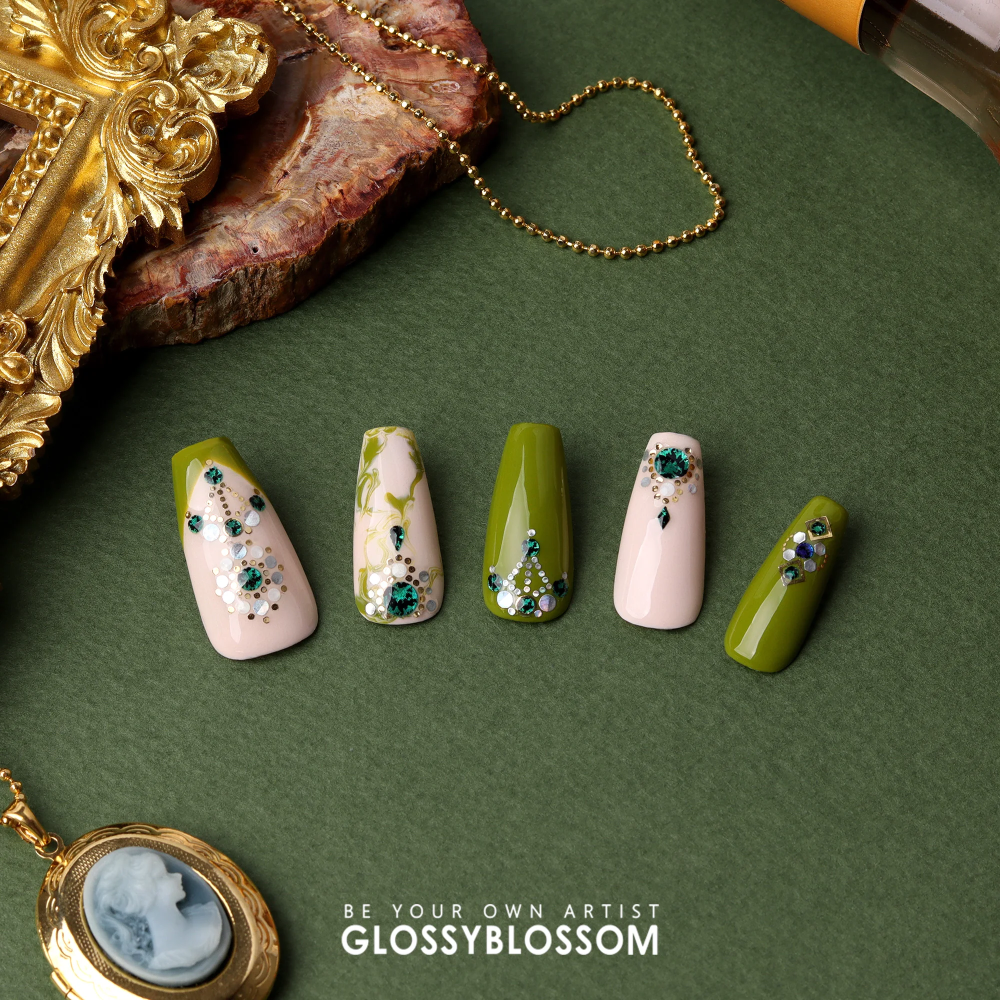Wannabe Grace #45561 Morocco Turquoise Luxury nail stickers t cubic nails 3d emboss jewel design Multi Size Korea oem odm