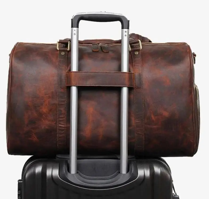 Handmade Leather Duffle Bag with Shoe Compartment Personalized Large Weekend Bag Vacation Holidays Travel Bag Best