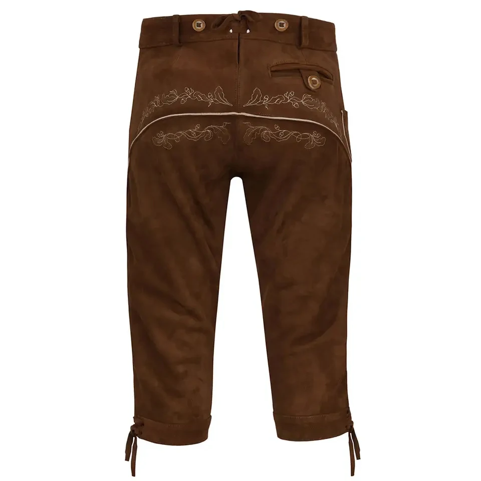 German And Austrian Lederhosen Long And Pant Short Distressed Leather Vintage Look Embroidered Bavarian Shorts For Men