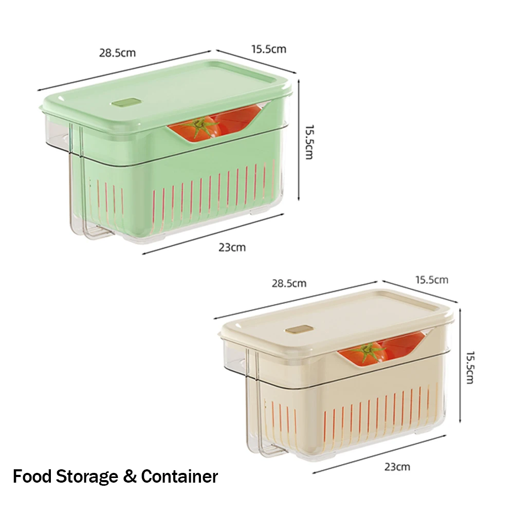 Best Quality Food Storage Boxes For Kitchen Refrigerators Vegetables And Fruit Washing Drain Basket Storage Containers