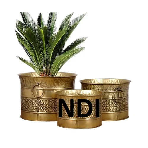 Eco Friendly Galvanized Flowering Planter Pot With Customized Finishing Garden Planter Pot With Tray Set Of Three