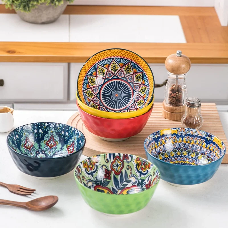 Handpainted Bohemian Style Small Floral Dinner Set Wholesale Porcelain Dinnerware turkish bowl