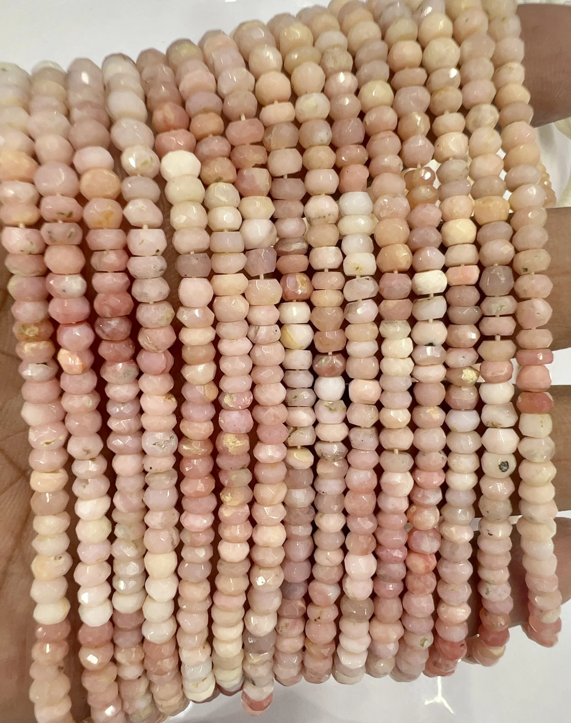 Natural Pink Opal Faceted Rondelle Beads Size 4mm Approx 14 Inches Strand Buy Natural Pink Opal Gemstone Beads Online