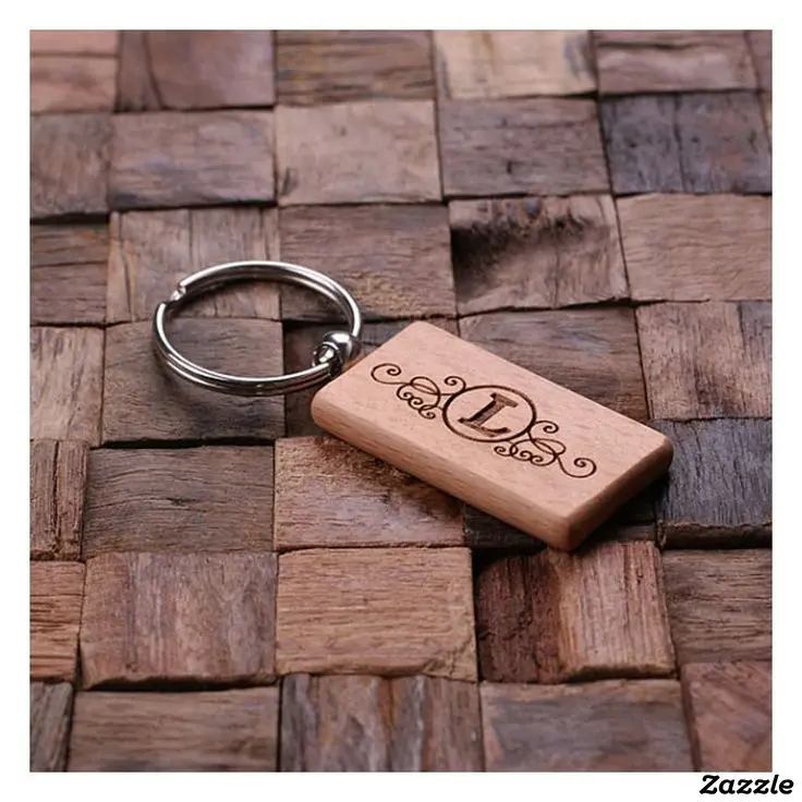 Luxury Wood Key Chains Personalized Laser Engraved Logo Walnut Wood Keychains
