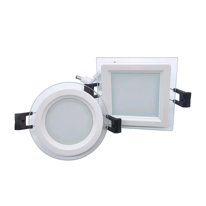 Glass  Recessed LED Downlight Dimmable Panel Light 6W 9W 12W 18W Panel light AC85-265V+LED Driver
