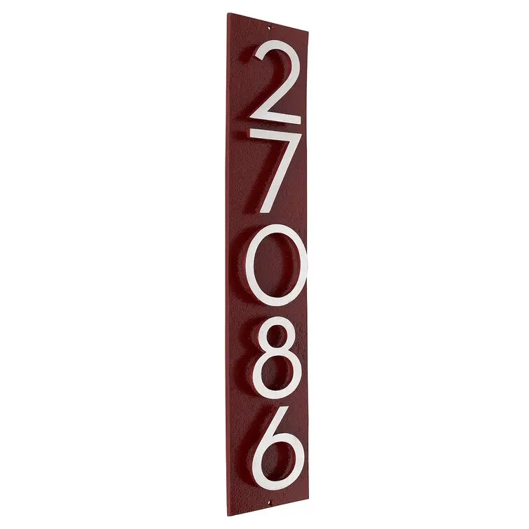 Floating 1Line Vertical House Number Plaque Sign Solid Cast Aluminum Numbers On A Solid Aluminum Backplate Modern Style Custom