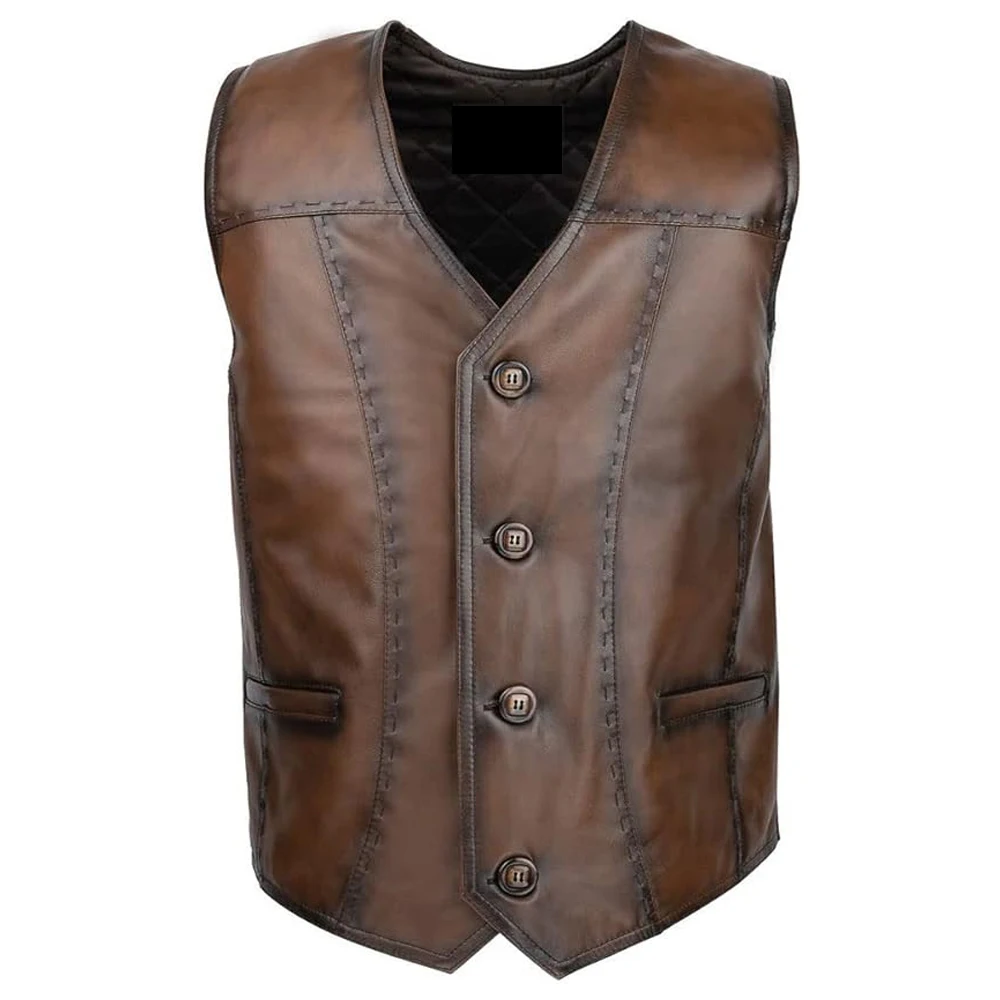 New Wholesale Price Top Quality Breathable Super Rider Waistcoat Leather Motorcycle Vest Biker Leather Vest For Men