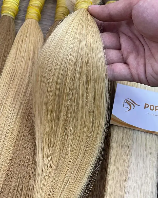 100% Virgin Bulk Human Hair Extensions Ash Grey Bond Straight Double Drawn Bulk Hair Extension
