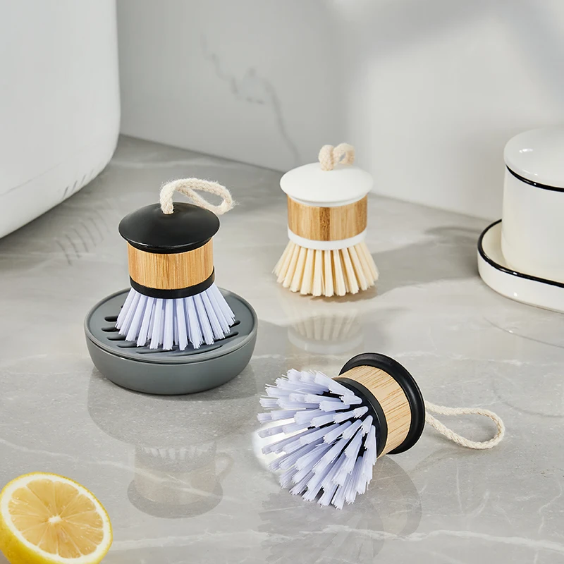 Заводская щетка из натурального бамбука и дерева круглая мини-щетка для мытья посуды кухонные щетки чистки