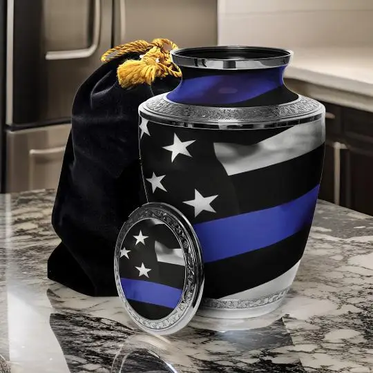 American Flag Cremation Urn Large Size Wholesale Price Solid Metal Handmade Modern Style Funeral Burial Military Urns & Keepsake