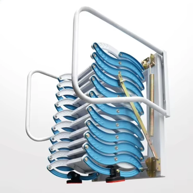 Versatile carbon steel wall mounted folding ladder is compact and durable for attics and rooftops