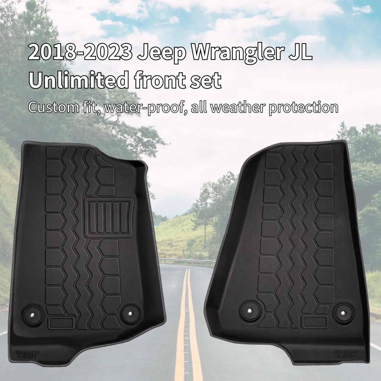 Автомобильные коврики TPR Заводские всепогодные автомобильные 3D для 2018-2023 Jeep Wrangler JL неограниченный передний набор