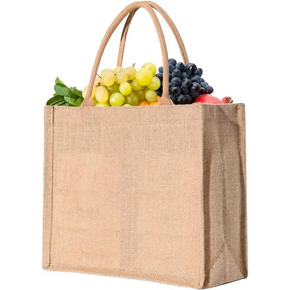 Custom Print on Natural Burlap Gunny Tote Bags Reusable Grocery Shopping Jute Tote Bag Gift Bags