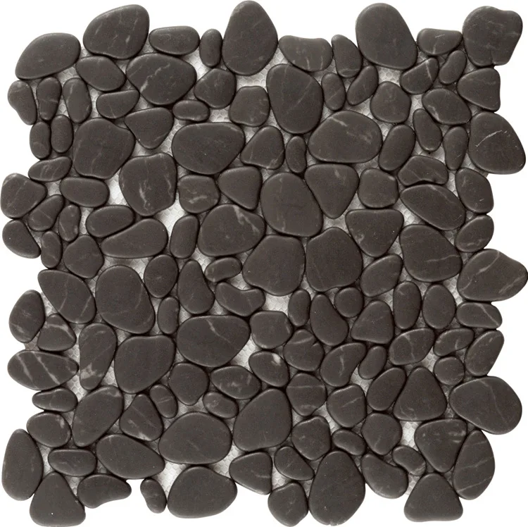 China Made Feature Wall Grey Pebble Recycled Glass Mosaic Wall Tiles glazed carrara floor tiles