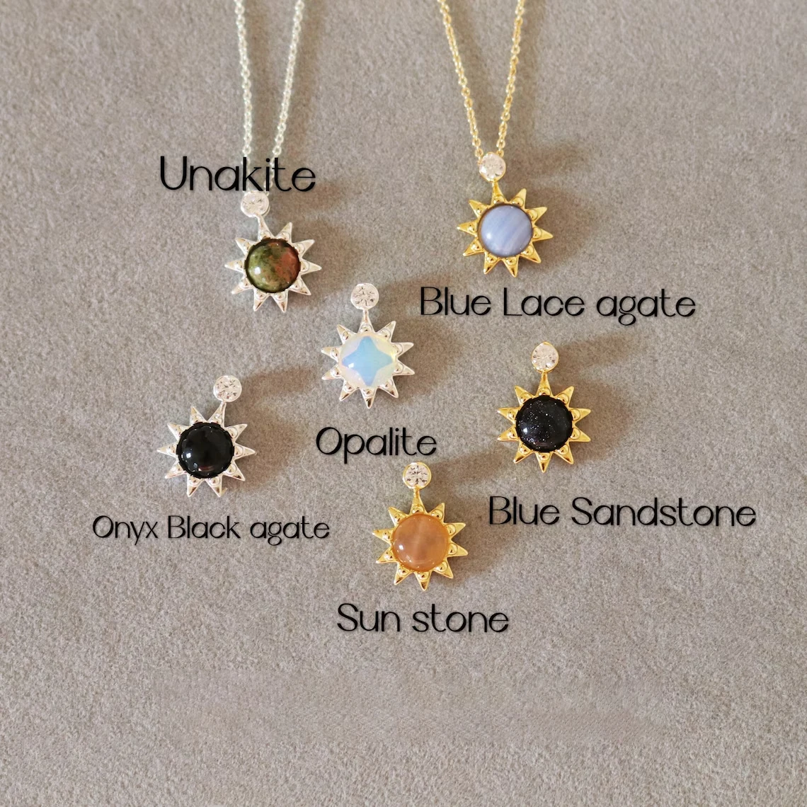 HOYA exquisite crystal Birthstone Pendant Necklace 925 sterling silver natural sunstone sunflower necklace