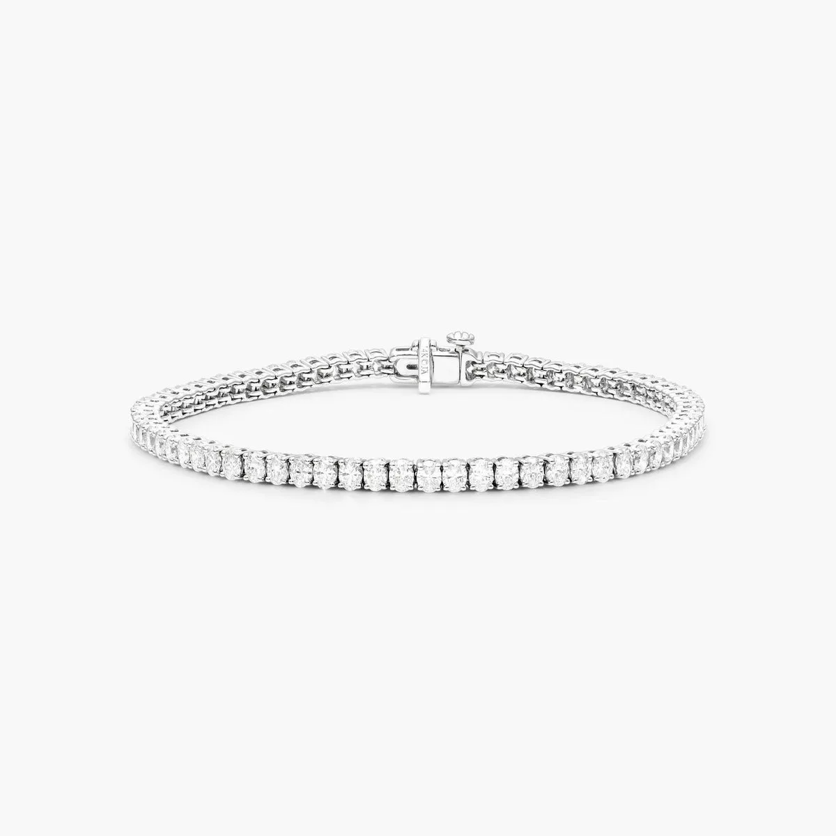 14K White Gold Oval Shape Diamond Tennis Bracelet