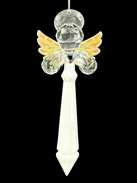Рождественское Новогоднее украшение прозрачный золотой акриловый Ангел с бриллиантовым декоративным украшением