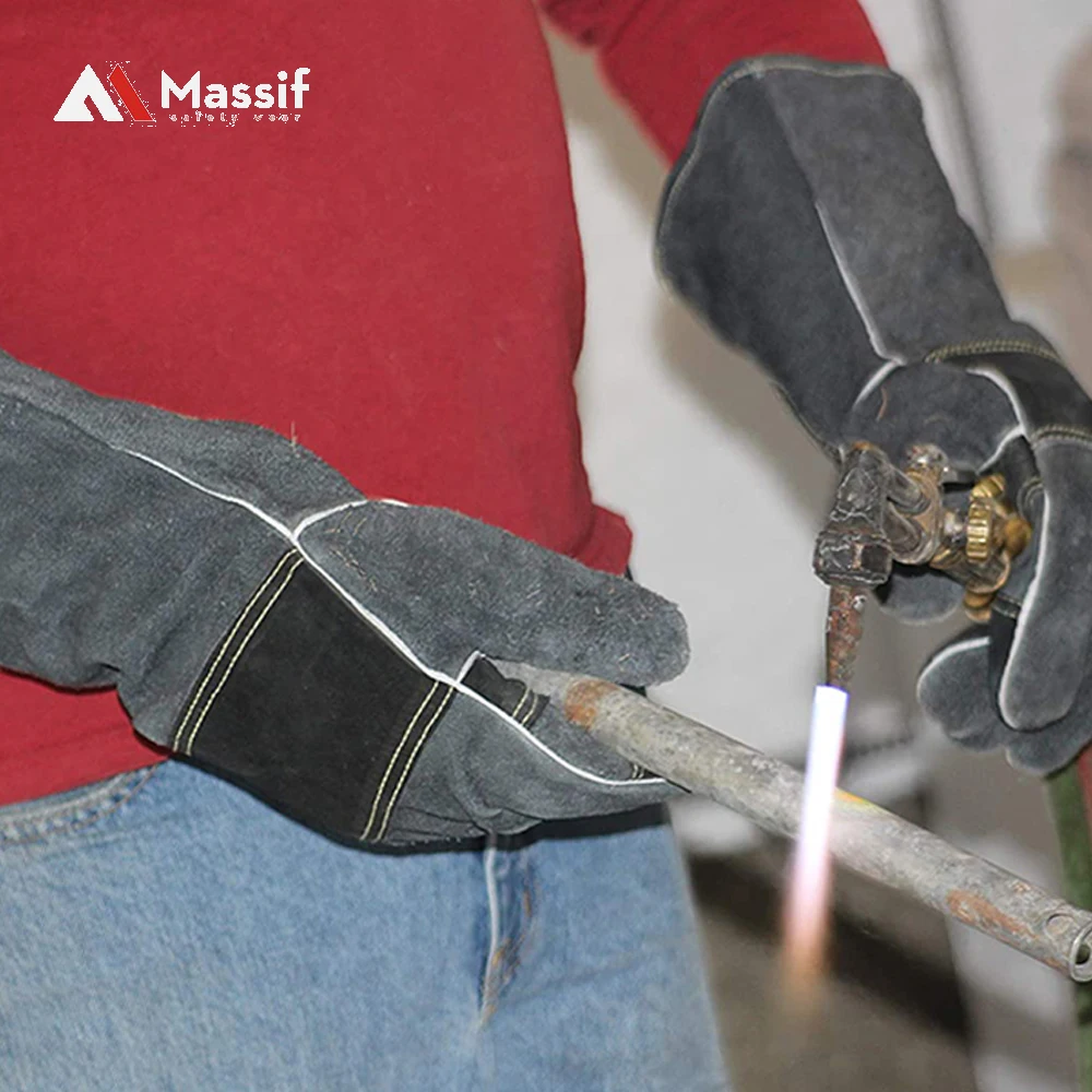 Customizede size leather welding work gloves