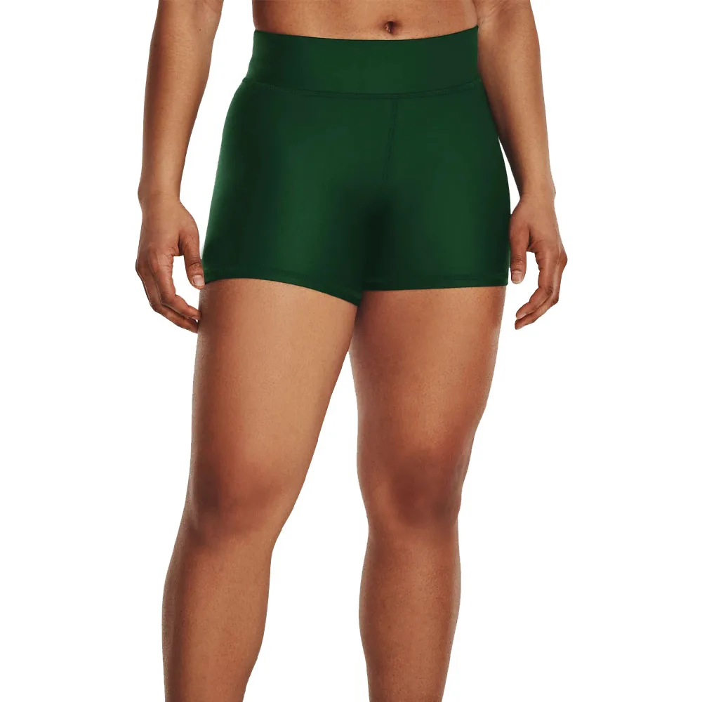 Women Green Colour Spandex Polyester Mix Thigh Length Compression Shorts Women Cross Fit Shorts With Elastic Waistband