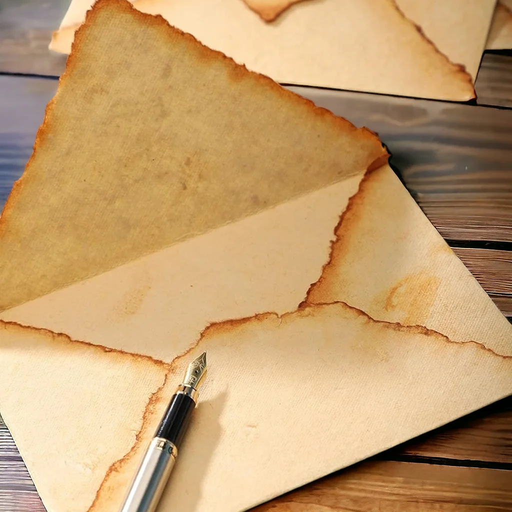 Wholesaler Deckle Edge Paper Envelopes Wedding Invitation Card Deckle Brown Burnt Paper Cotton Rag Eco Friendly Paper Envelopes