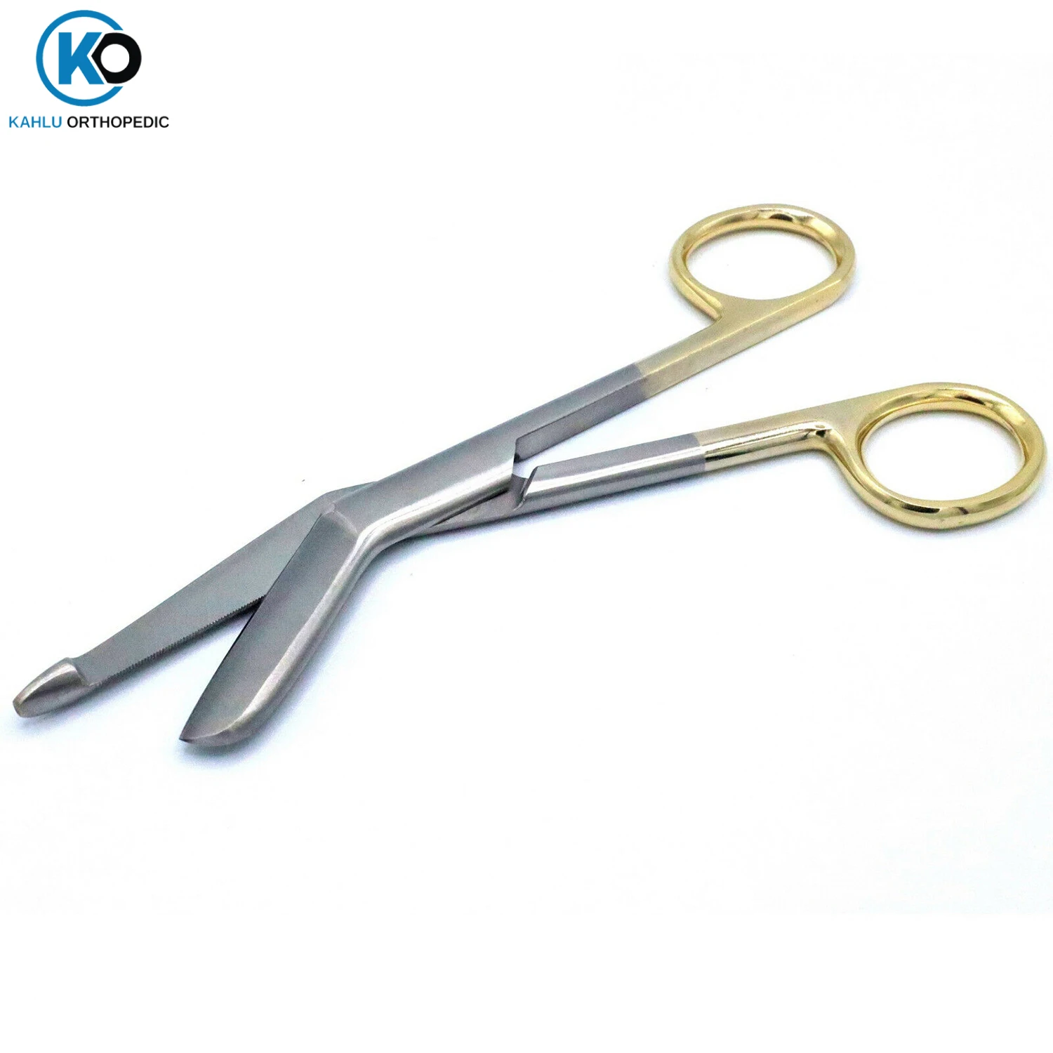 Lister Bandage Scissors 5.5 + 4.5', One Serrated Blade, Gold Handle Orthopedic Surgical Plaster Scissors By KAHLU ORTHOPEDIC