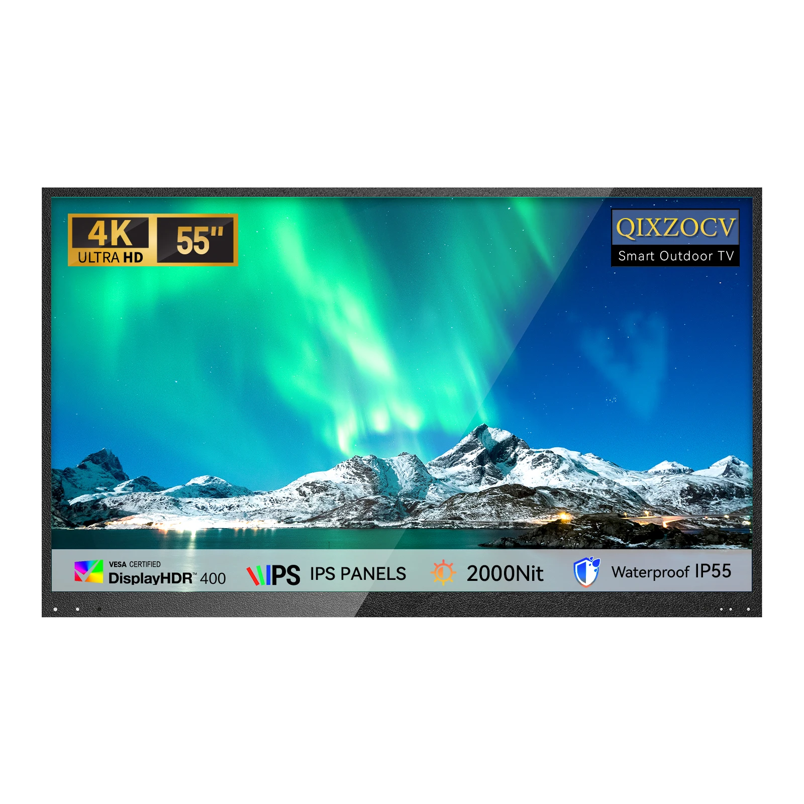 MWE 2000 nits 55 inch Outdoor Smart TV 4K UHD Waterproof Television High Brightness Sun Readable TV with Voice Assistant Remote