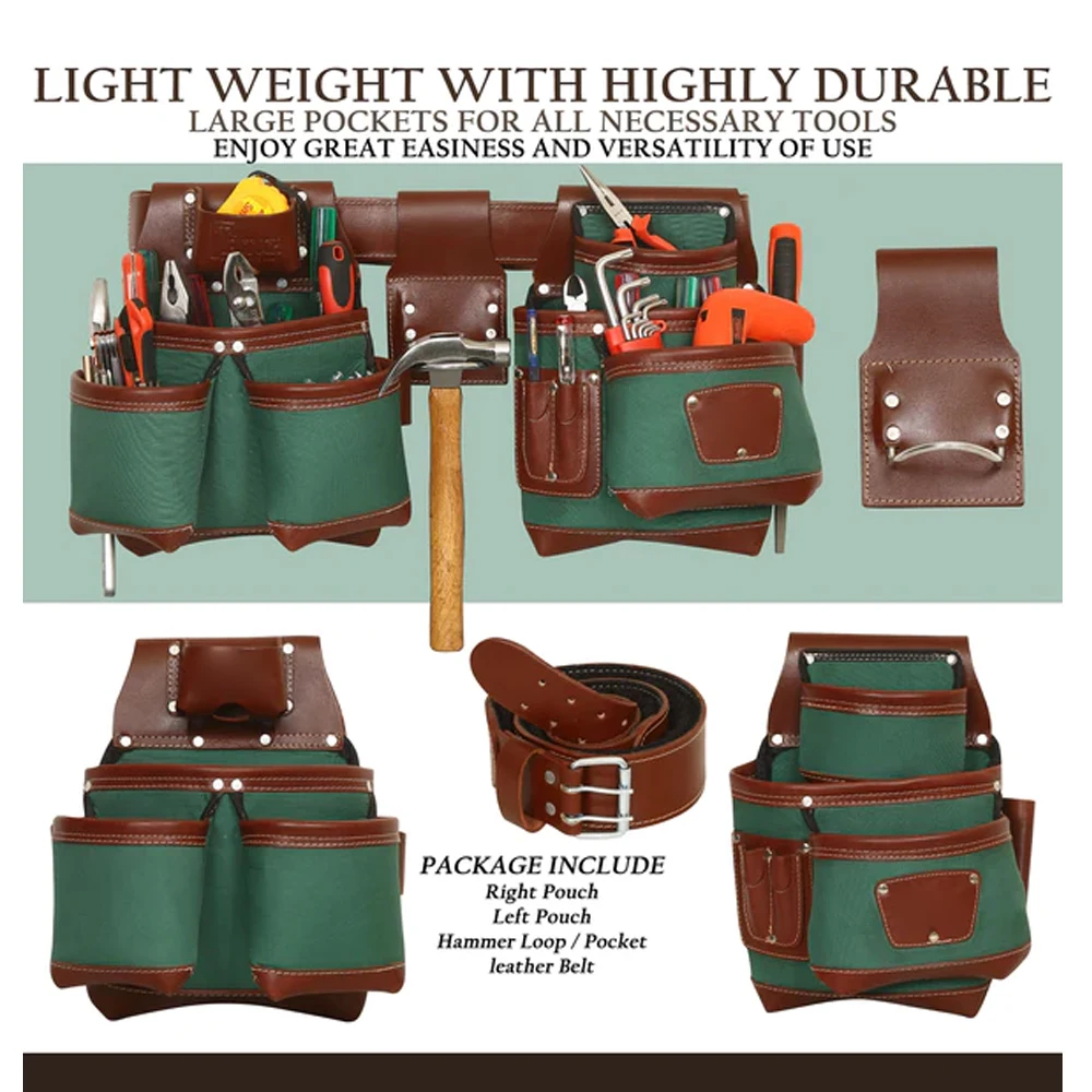 Latest Model Good Quality Heavy Duty Leather mixed Fabric Tool Bag For Working Professional Tool Belt