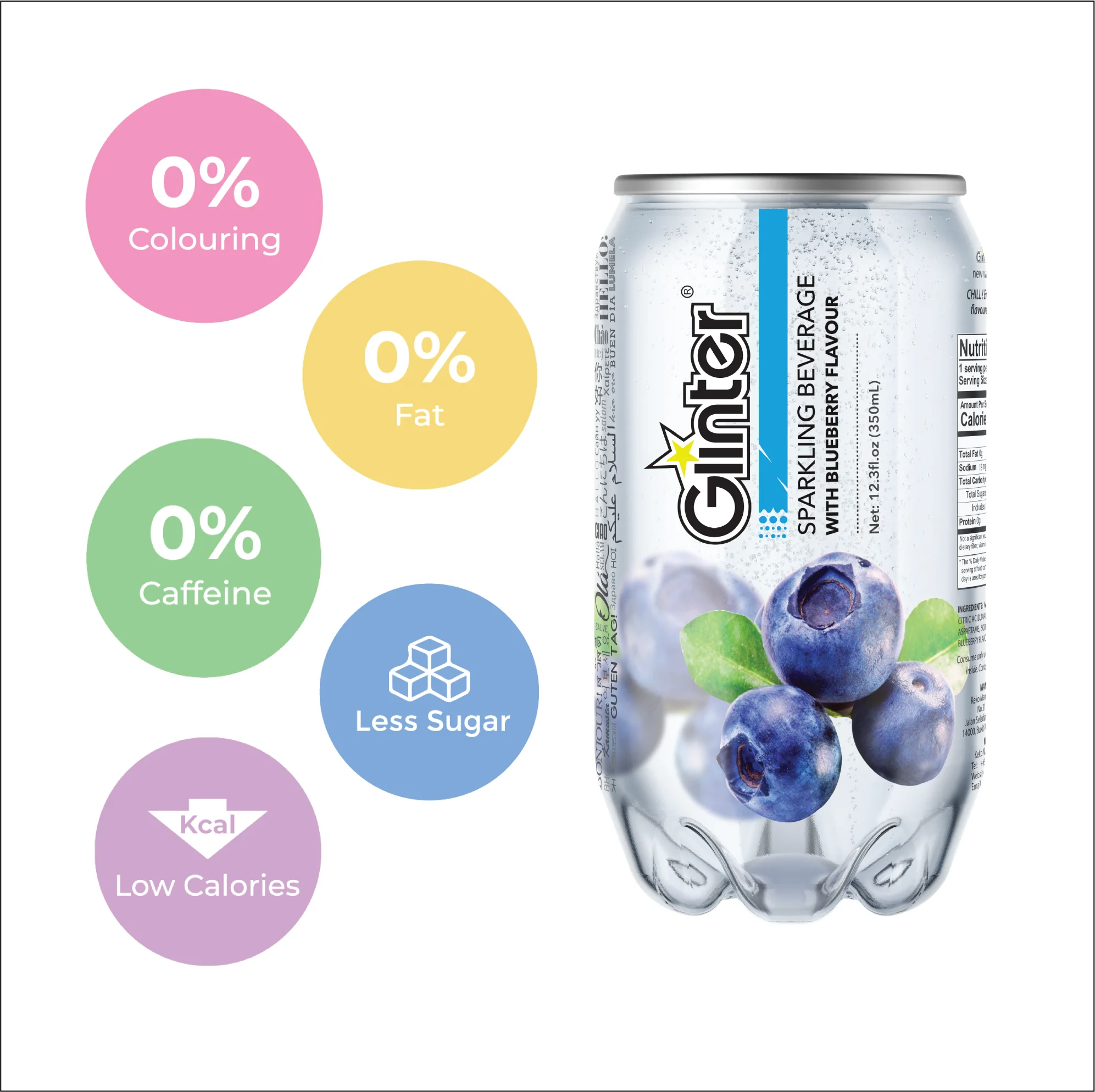 Ready to Ship Popular Fruit Flavor Soda Beverage Soda Water Sol Salute Malaysia Halal Certified Bulk Manufacturing Private Label