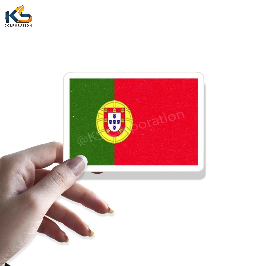 Custom Portugal Flag Stickers High Quality PVC Adhesive Glossy Finished Flag Countries Flags Stickers For Any Kind Of Decoration