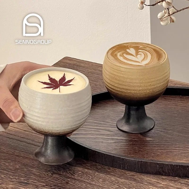 150ml/5oz New Nordic Ball Shaped Goblet Clay Handmade Ceramic Candle Jar Coffee Cup
