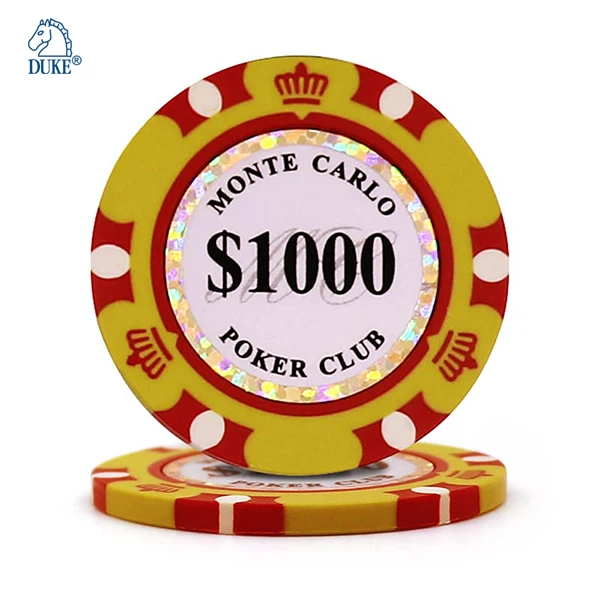 Инкрустированная наклейка с блестящей отделкой казино Preminm Poker Chips глина