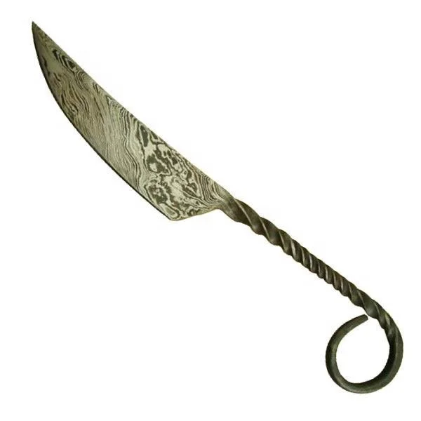 Best Value Forged Damascus Steel Medieval Banquet Knife Elegant Medieval Handmade Carving Knife Kitchen Knife With Leather Cover