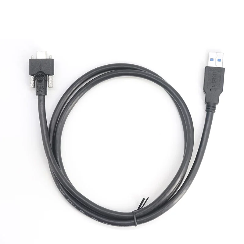 USB 3.0 A Male Straight to C Male Cable with Screw Locking usb cable Panel Mount for Camera Industrial equipment installation