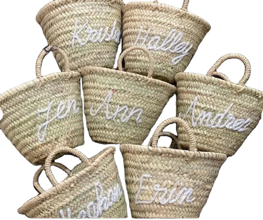 Morocco Basket Braided Straw Rattan Raffia Palm Tree Leather easy to Carry Large size Wayuu crochet bag for women handbag