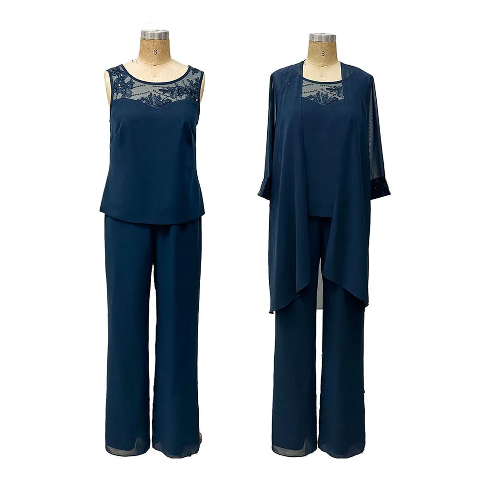 TEENYEE Wedding Guest 3 Pieces modest Evening Dress mother Of The Bride Dresses Elegant For Wedding Plus Size