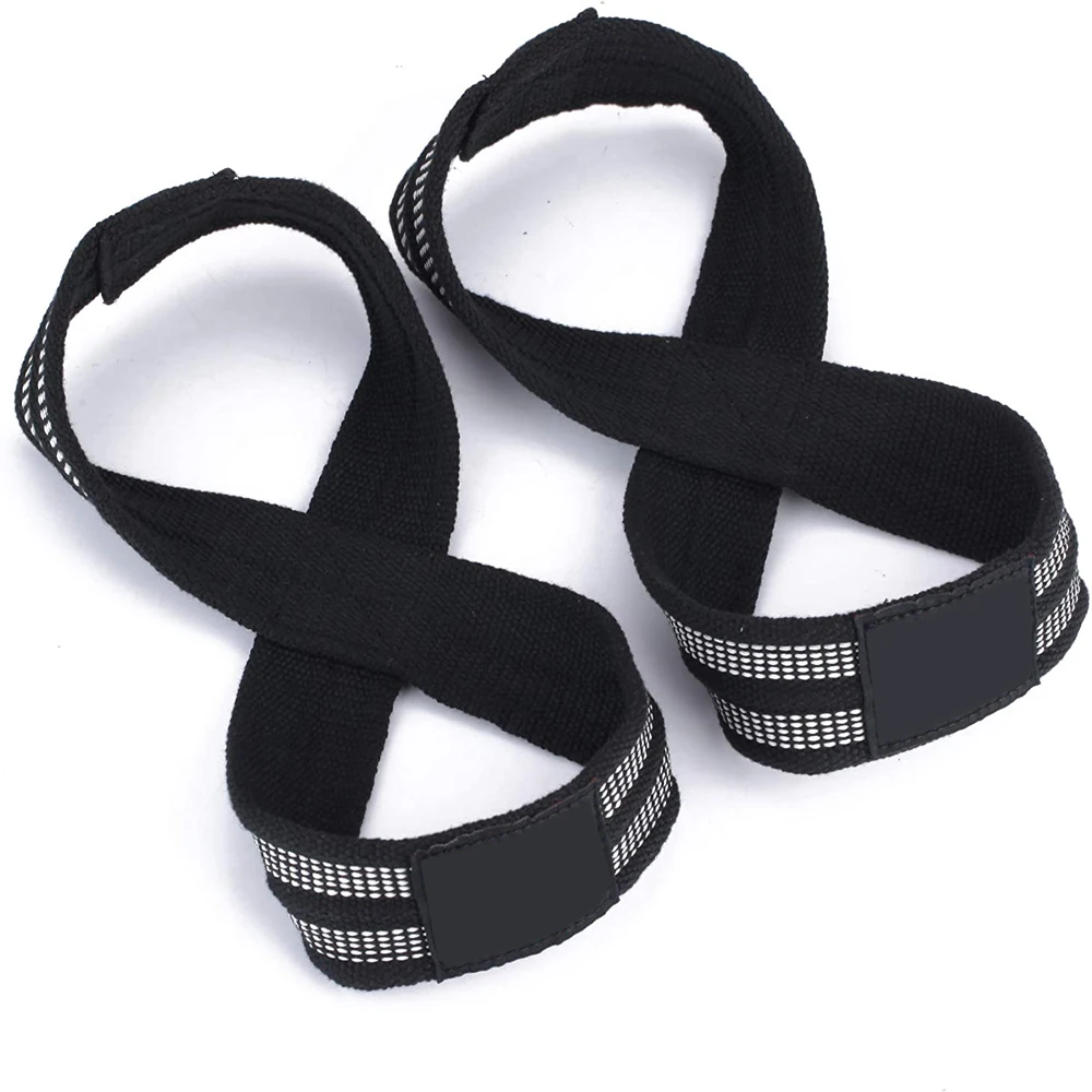 Superior Quality Neoprene Cotton Figure 8 Gym Workout Straps Hot Selling Power Lifting Straps Fitness Training Very Reasonable