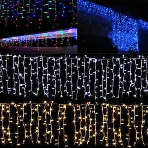 6LED Curtain Icicle String Lights Droop solar Christmas light Garland Garden Street Outdoor Decoration Holiday Light