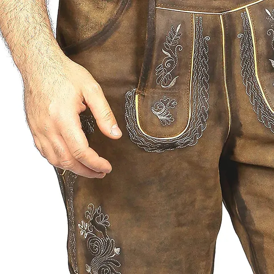 Bavarian Lederhosen Kniebund Hosen Men Ledersosen Trachten Lederhosen Leather Pant With Suspender Made By sky High international