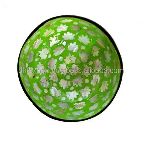 High quality Vietnam coconut shell bowl with lacquer finishing eggshell seashell clam oyster shell inlay