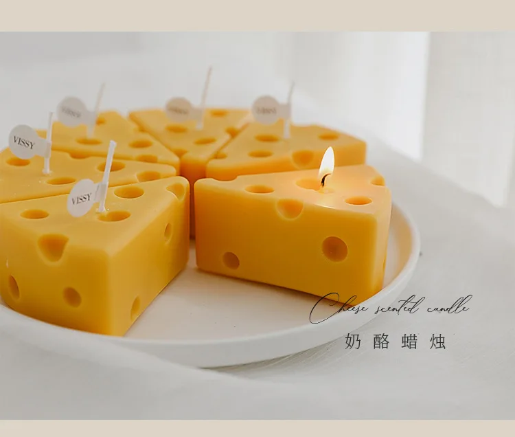 Custom handmade cheese food bougie kaars home decoration vela aromatherapy shooting props scene weeding candle gift